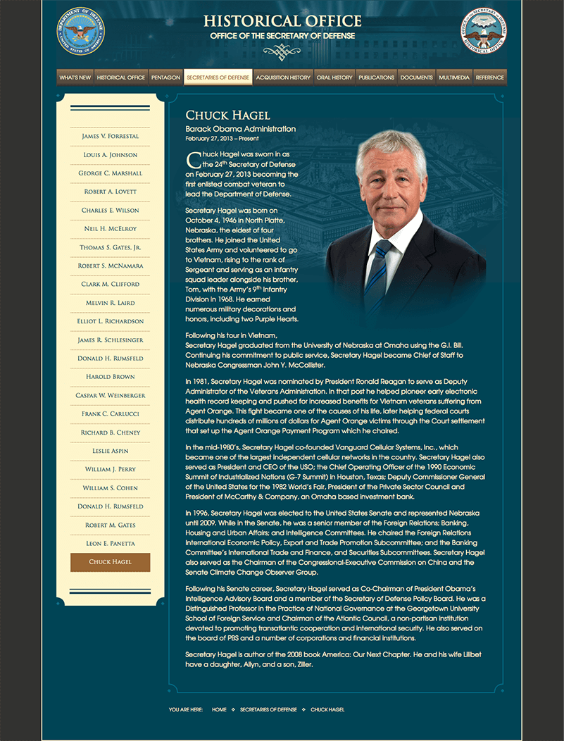 Historical Office of the Secretary of Defense Website